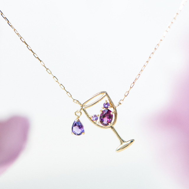 ネックレス K10イエローゴールド ロードライトガーネット アメジスト