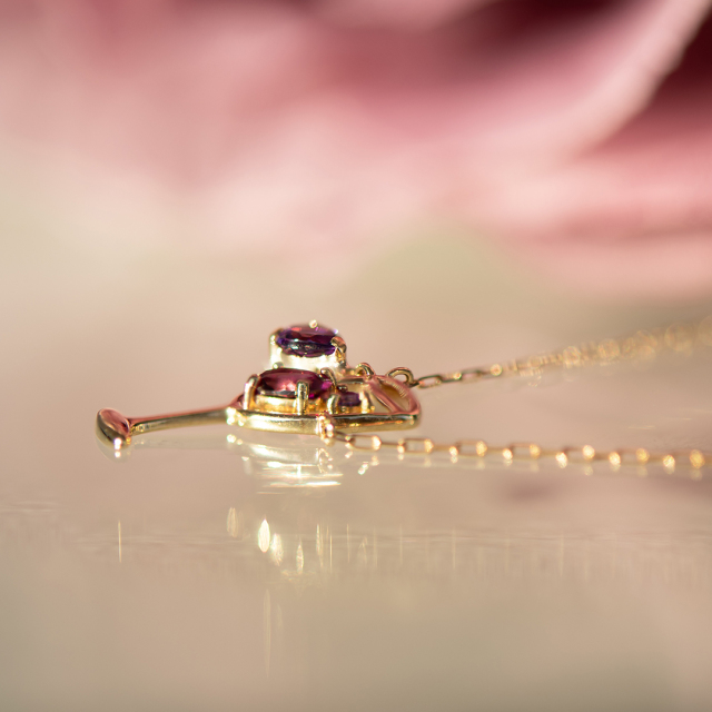 ネックレス K10イエローゴールド ロードライトガーネット アメジスト