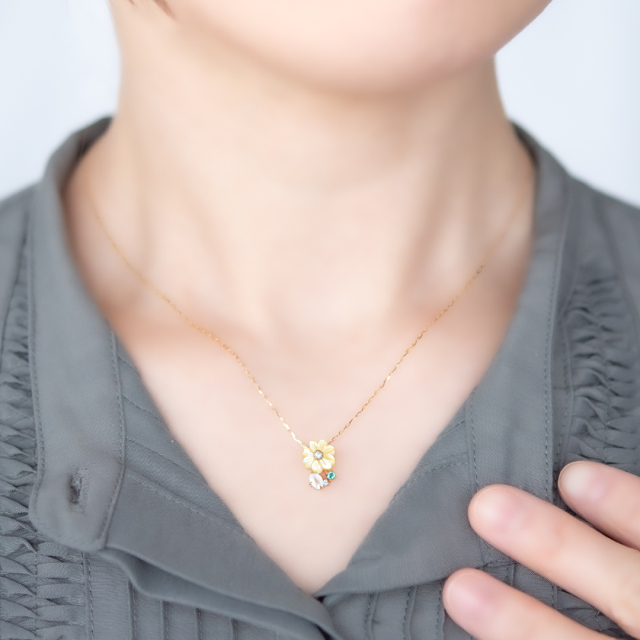 ネックレス K10ピンクゴールド ダイヤモンド合計0.1ct(4月誕生石