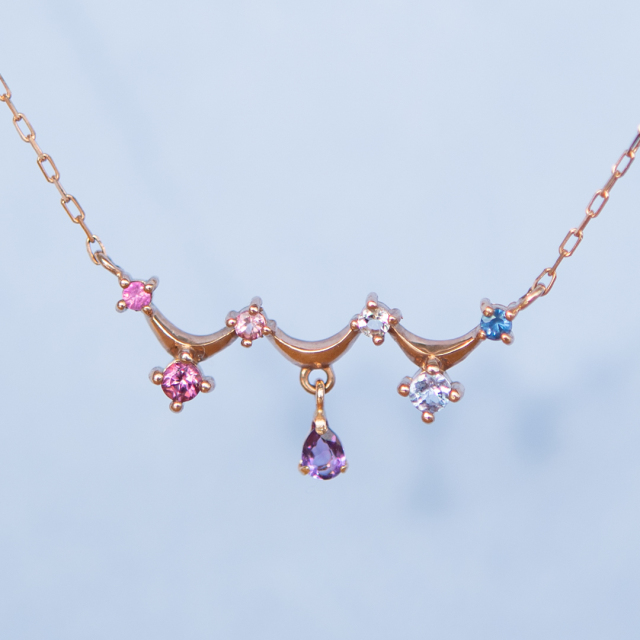 ネックレス K10ピンクゴールド ルビー ロードライトガーネット ピンク  