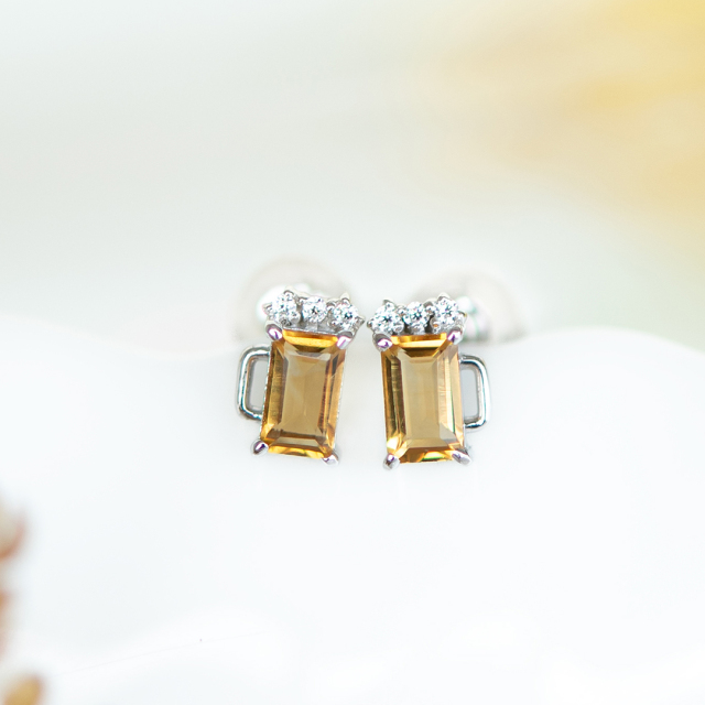 ピアス K10ホワイトゴールド シトリン キュービックジルコニア(JL
