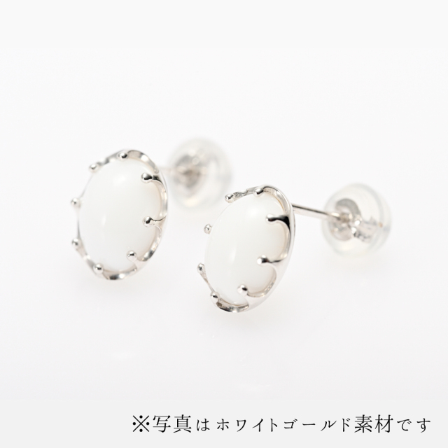 ピアス K10ホワイトゴールド/シルバー ホワイトアゲート(JL