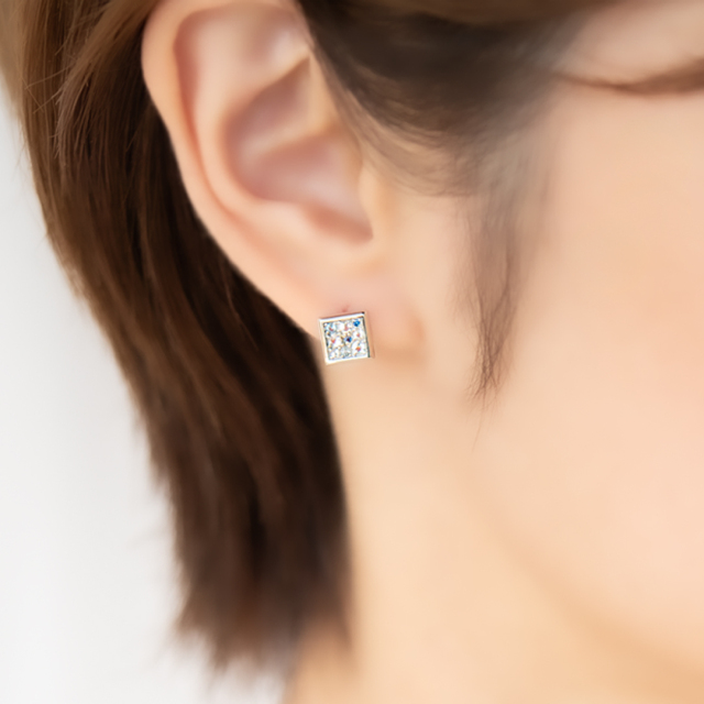 ピアス K10ホワイトゴールド ホワイトトパーズ アクアマリン ブルー