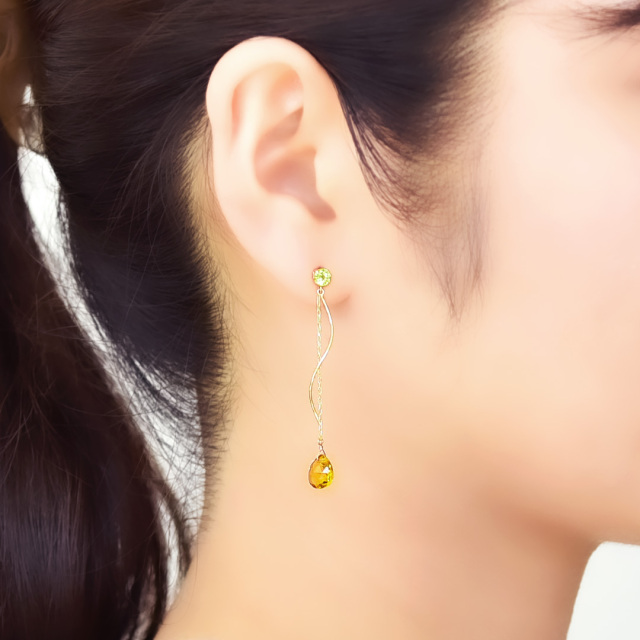 ピアス K10イエローゴールド シトリン ペリドット(JL
