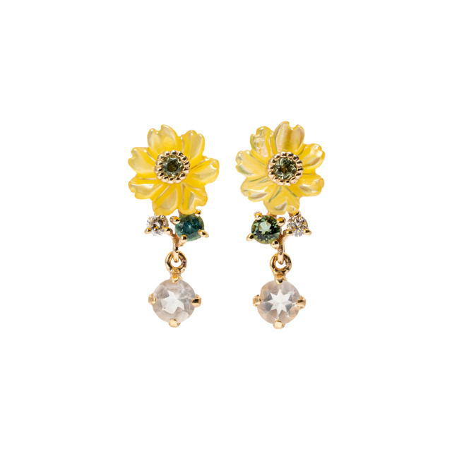 ピアス K10イエローゴールド(JLージュエルー)(ブーケ)(福寿草