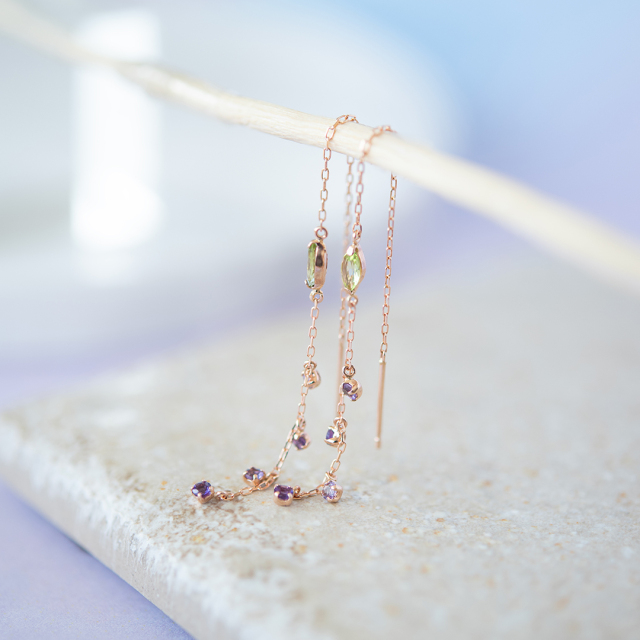 アメリカンピアス K10ピンクゴールド(JLージュエルー)(ラベンダー