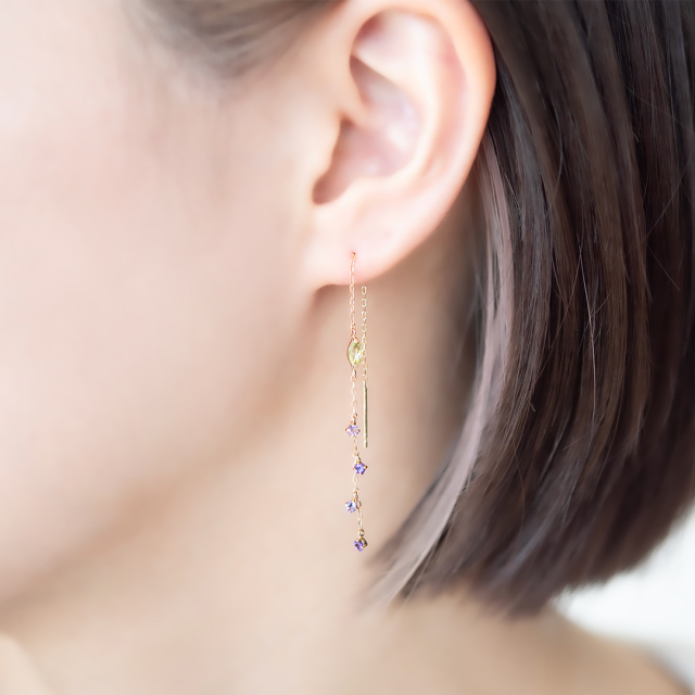 ぺぺ/K10/リバーシブルピアス アメリカンピアス K10ピンクゴールド(JLージュエルー)(ラベンダー