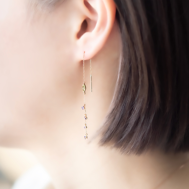 アメリカンピアス K10ピンクゴールド(JLージュエルー)(ラベンダー