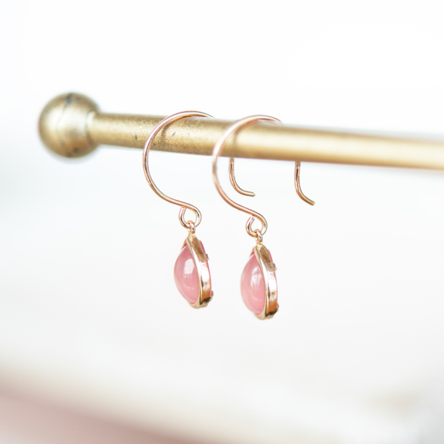 フックピアス K10ピンクゴールド 北海道産インカローズ(JLージュエルー