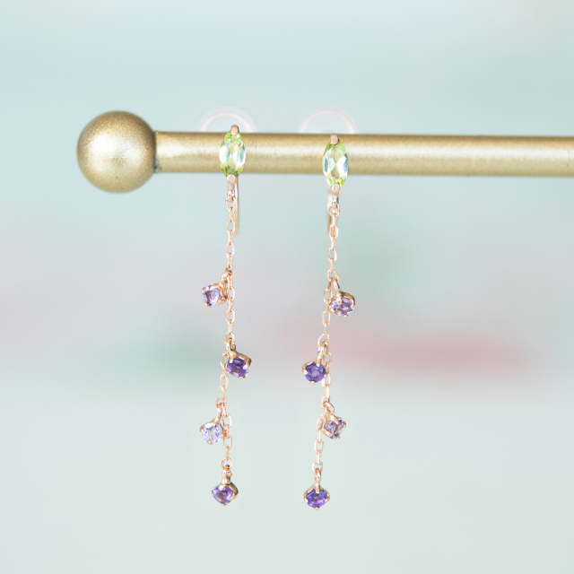 イヤリング K10ピンクゴールド (JLージュエルー)(ラベンダー)