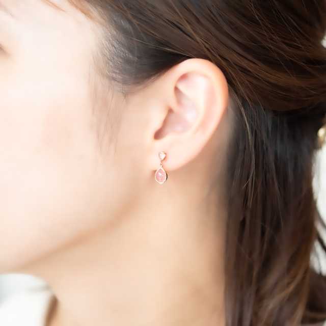 イヤリング K10ピンクゴールド 北海道産インカローズ(JLージュエルー