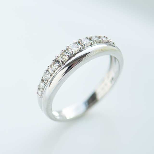 リング プラチナ ダイヤモンド0.3ct(4月誕生石)(天然石)(二連)(鑑別