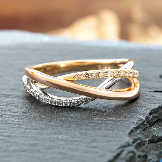 高級感溢れるコンビネーションリング】K10(イエローゴールド・ピンク  