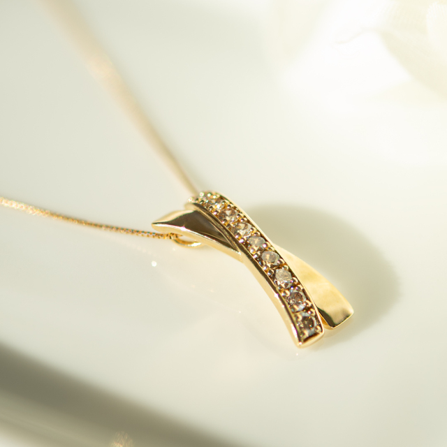 ネックレス K18イエローゴールド ブラウンダイヤモンド0.3ct(4月誕生石 
