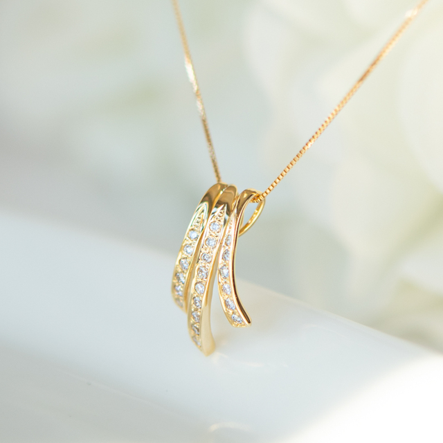 ネックレス K18イエローゴールド ダイヤモンド0.2ct(4月誕生石)(天然石 