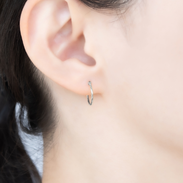 1mmパイプ直径13mm】スナップピアス プラチナ アクセサリーPePe