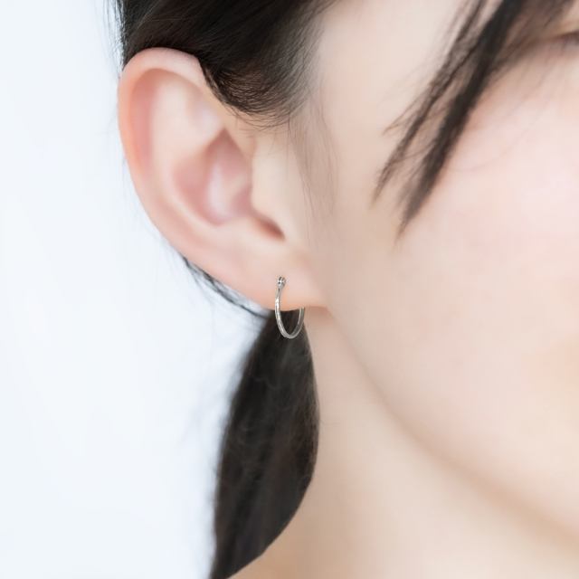 1mmパイプ直径13mm】スナップピアス プラチナ アクセサリーPePe