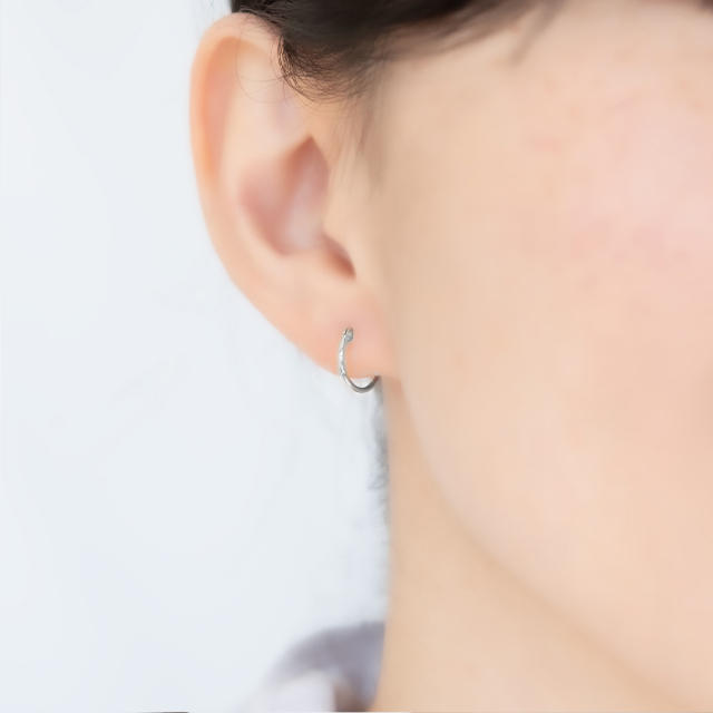 1mmパイプ直径10mm】スナップピアス プラチナ アクセサリーPePe