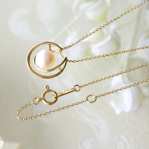 K18WG 馬蹄ネックレストップ パール 真珠 ネックレストップ おしゃれ  