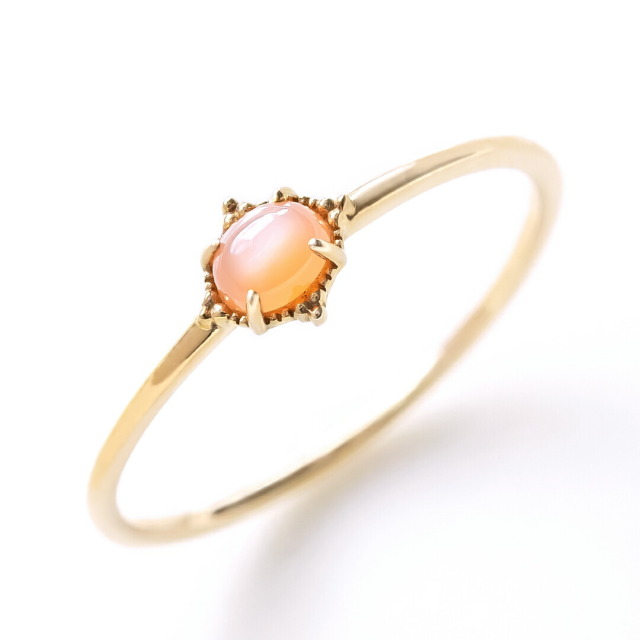 リング K10イエローゴールド オレンジムーンストーン (カボション  