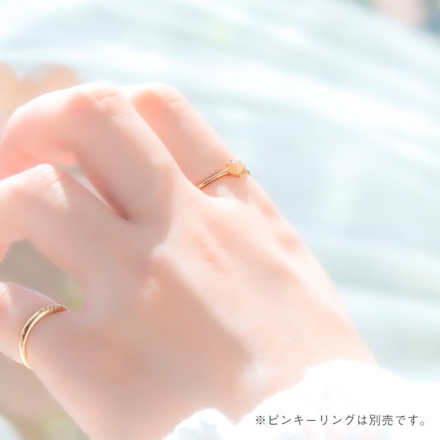 リング K10イエローゴールド オレンジムーンストーン (カボション  