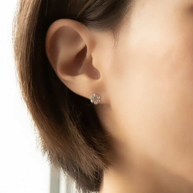 ピアス K10イエローゴールド ブルートパーズ(11月誕生石)(丸/円