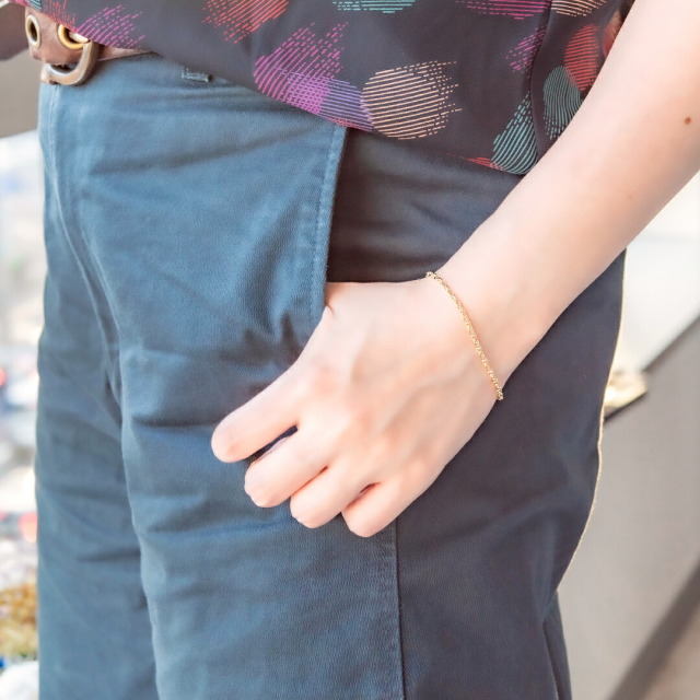 ブレスレット K18イエローゴールド (スカル100)(19cm)(ジェンダーレス