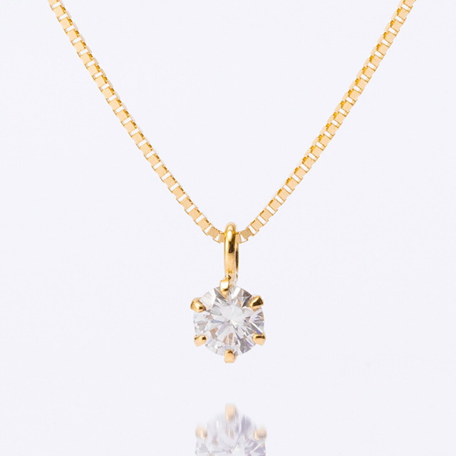 ネックレス K18イエローゴールド ダイヤモンド0.1ct(4月誕生石)(一粒