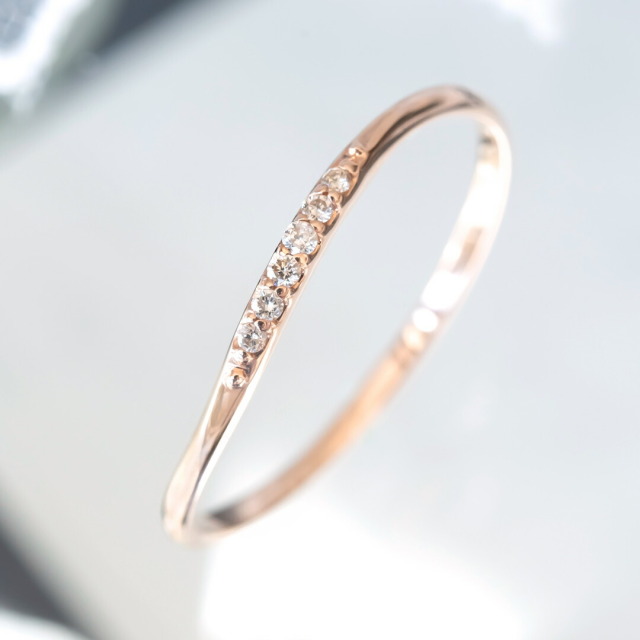 リング K10ピンクゴールド  ダイヤモンド合計0.03ct (4月誕生石)[0611440207]