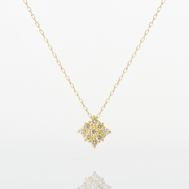 【特別価格ご提供品】ネックレス K18イエローゴールド ダイヤモンド合計0.1ct(4月誕生石)(ひし形/スクエア)[2221340201]