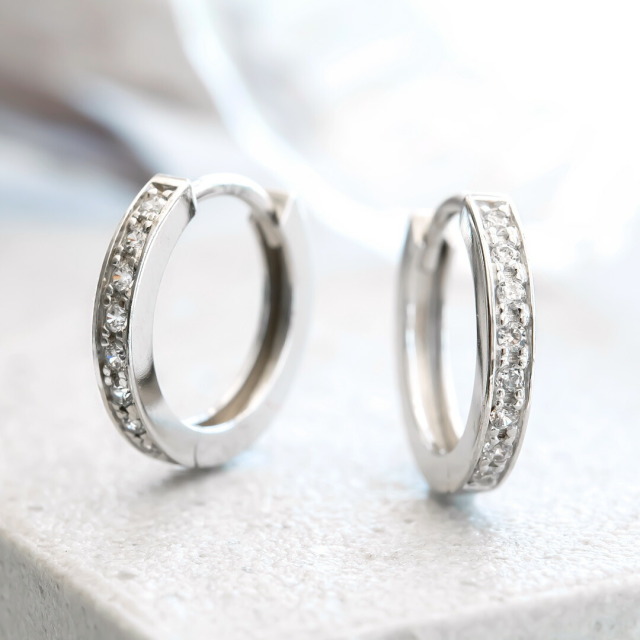 中折れピアス K10ホワイトゴールド キュービックジルコニア(フープタイプ)(フープピアス)(中折れ)(リバーシブル)[3151250101]