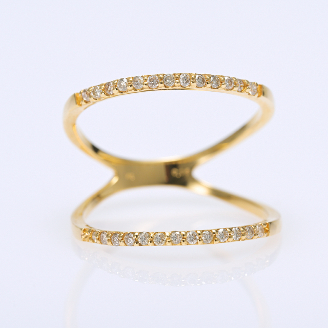 美品 K18YG イエローゴールド リング 指輪 ルビー 0.45ct ダイヤ  