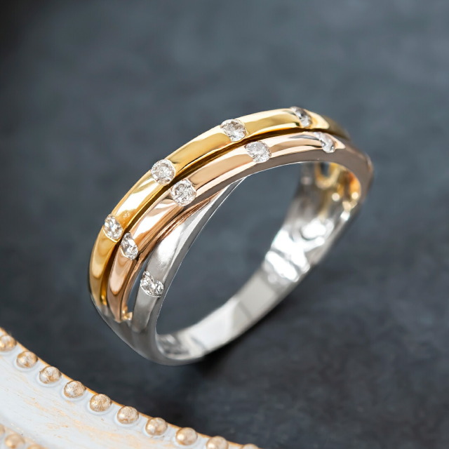 高級感溢れるコンビネーションリング】プラチナ950 K18(ピンクゴールド  