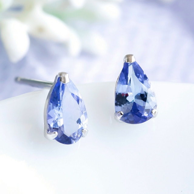ピアス K10ホワイトゴールド タンザナイト(雫/しずく/ドロップ)(12月