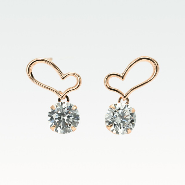 ピアス K10ピンクゴールド  キュービックジルコニア (ハート)[6252450111]