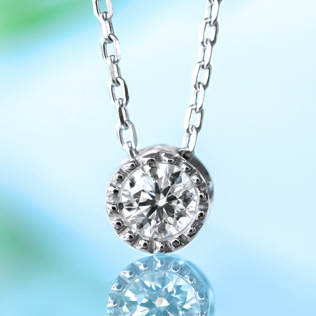 ネックレス K10ホワイトゴールド 一粒ダイヤモンド0.05ct(4月誕生石)(ハート＆キューピッド)(ラウンドブリリアントカット) [6321240102]