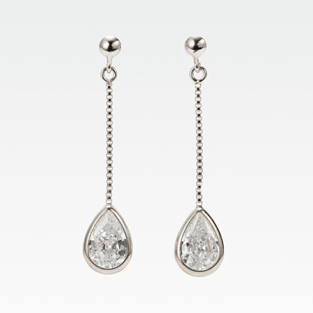 ピアス K10ホワイトゴールド キュービックジルコニア(雫/しずく/ドロップ)[9452250125]