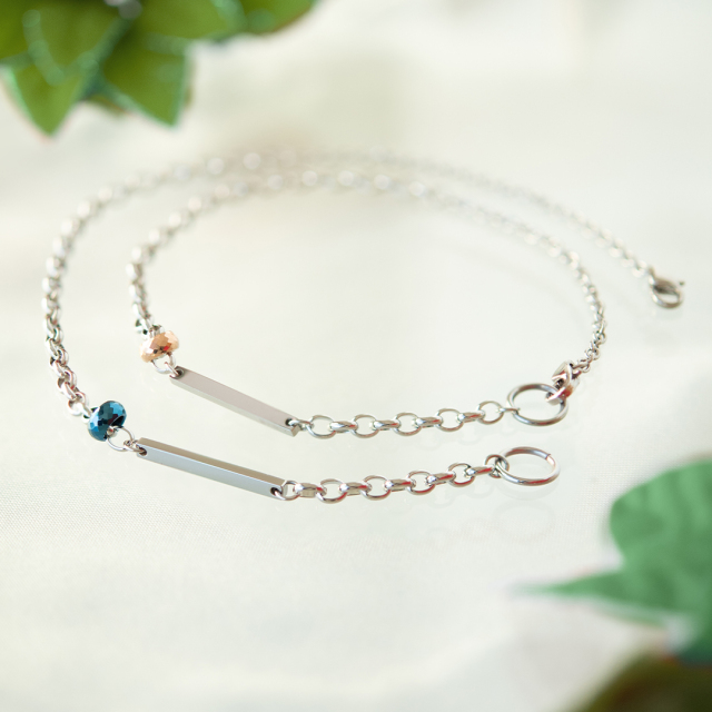 【ペアセット】ブレスレット サージカルステンレス ピンクゴールドIPコーティング ブルーIPコーティング