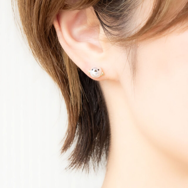 片方】ピアス K10イエローゴールド ブラックルテニウム