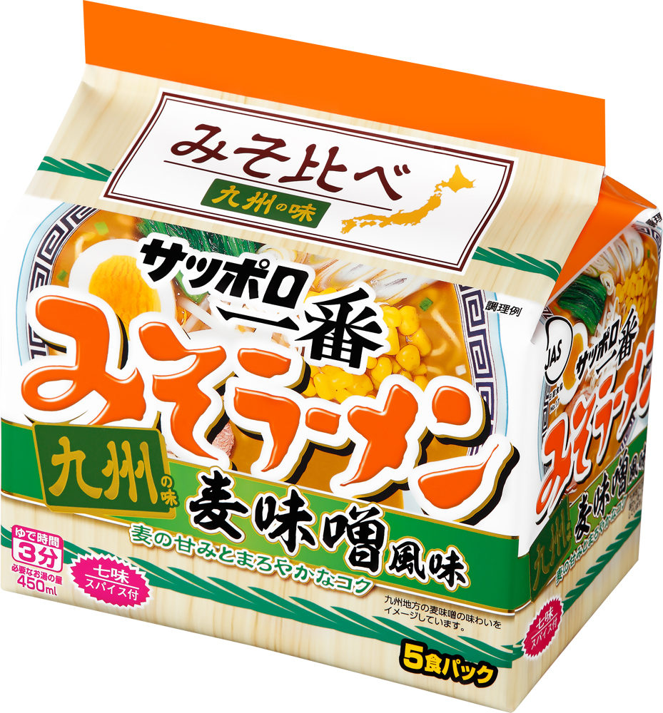 サッポロ一番 みそラーメン 九州の味 麦味噌風味 (5食パック×6入り)