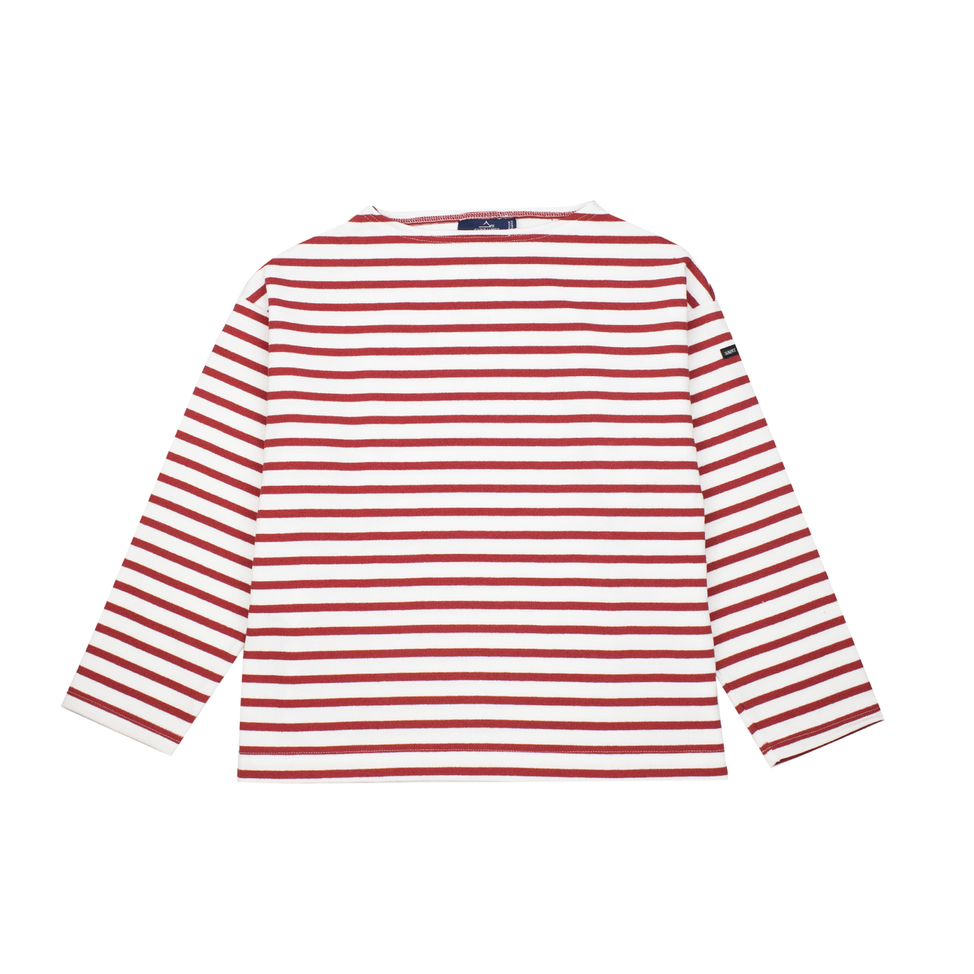 長袖ドロップショルダー［白/赤］：セントジェームス