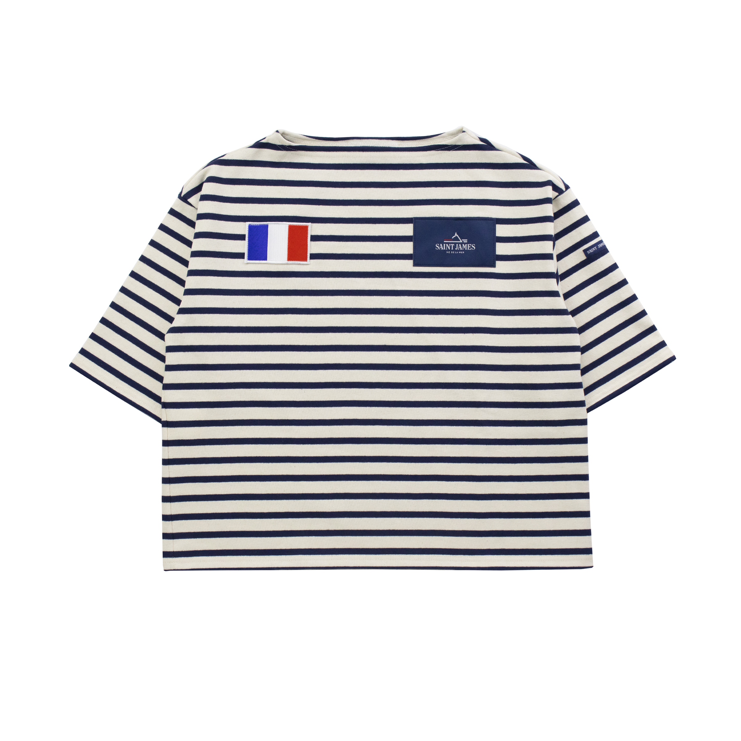 SAINT JAMES スポーツ応援Tシャツ［生成り/マリン（フランス