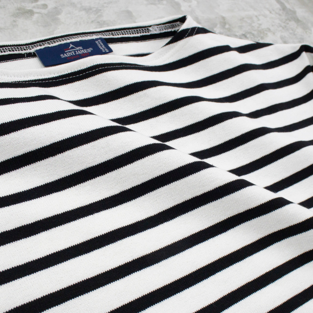 長袖ドロップショルダー［白/黒］：セントジェームス