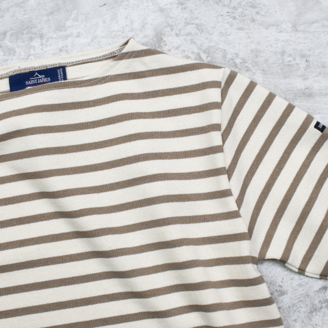 【SAINT JAMES】ウェッソン ボーダーT4 ・生成り×ブラウン ウェッソン “ボーダー”［生成り/カフェオレブラウン］：セントジェームス