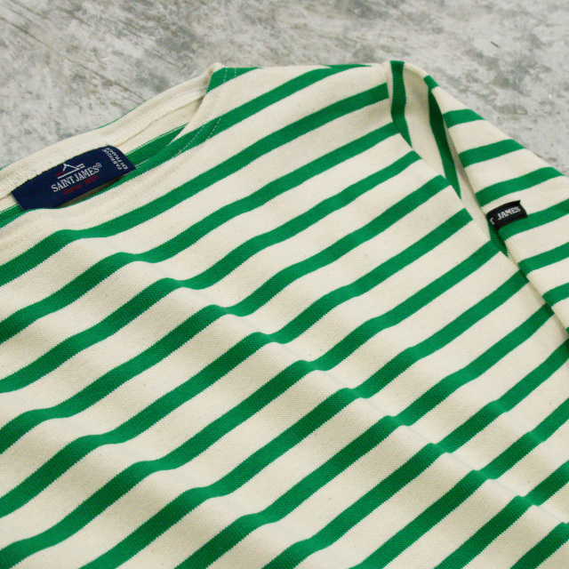 ウェッソン “ボーダー”［生成り/グリーン]：セントジェームス 