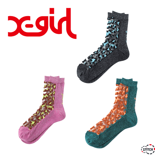 X-girl エックスガールLEOPARD SHEER SOCKS 05193028 レオパード