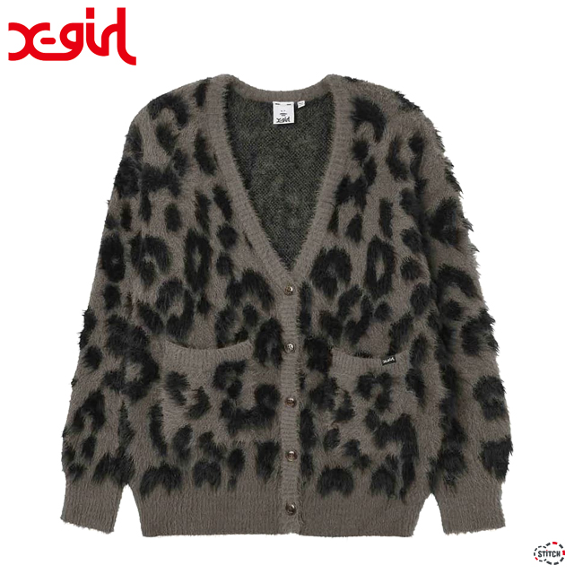 X-girl エックスガール LEOPARD KNIT CARDIGAN 105234015018  