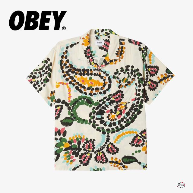 【SALE】OBEY オベイ PAISLEY DOTS WOVEN 181210396 ペイズリードットウーブン メンズ 半袖シャツ 柄 開襟シャツ ストリートカジュアル 正規取扱店