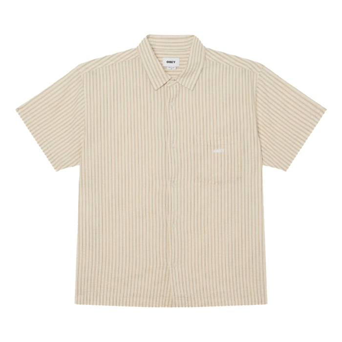 OBEY ALAN SS SHIRT - UNBLEACHED MULTI 181210453-26P メンズ ストライプ半袖シャツ｜正規取扱店