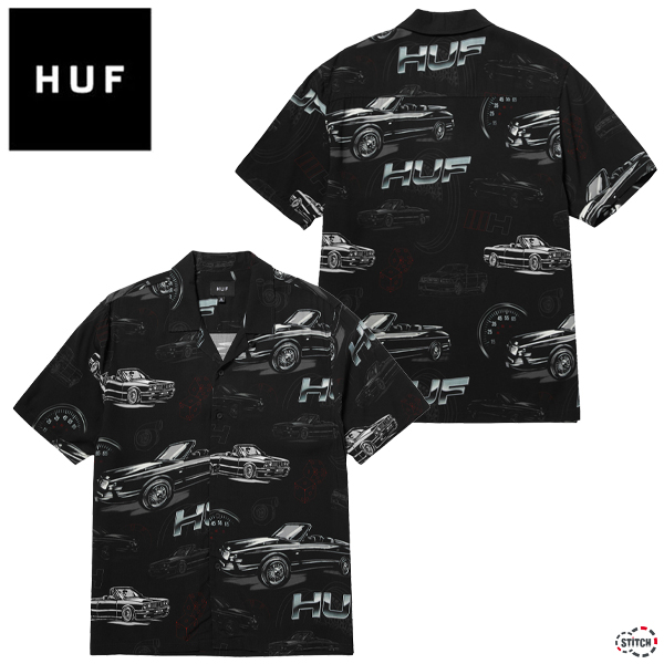 完売品 HUF DROP TOP RESORT SHIRT アメ車 黒 レーヨン - メルカリ